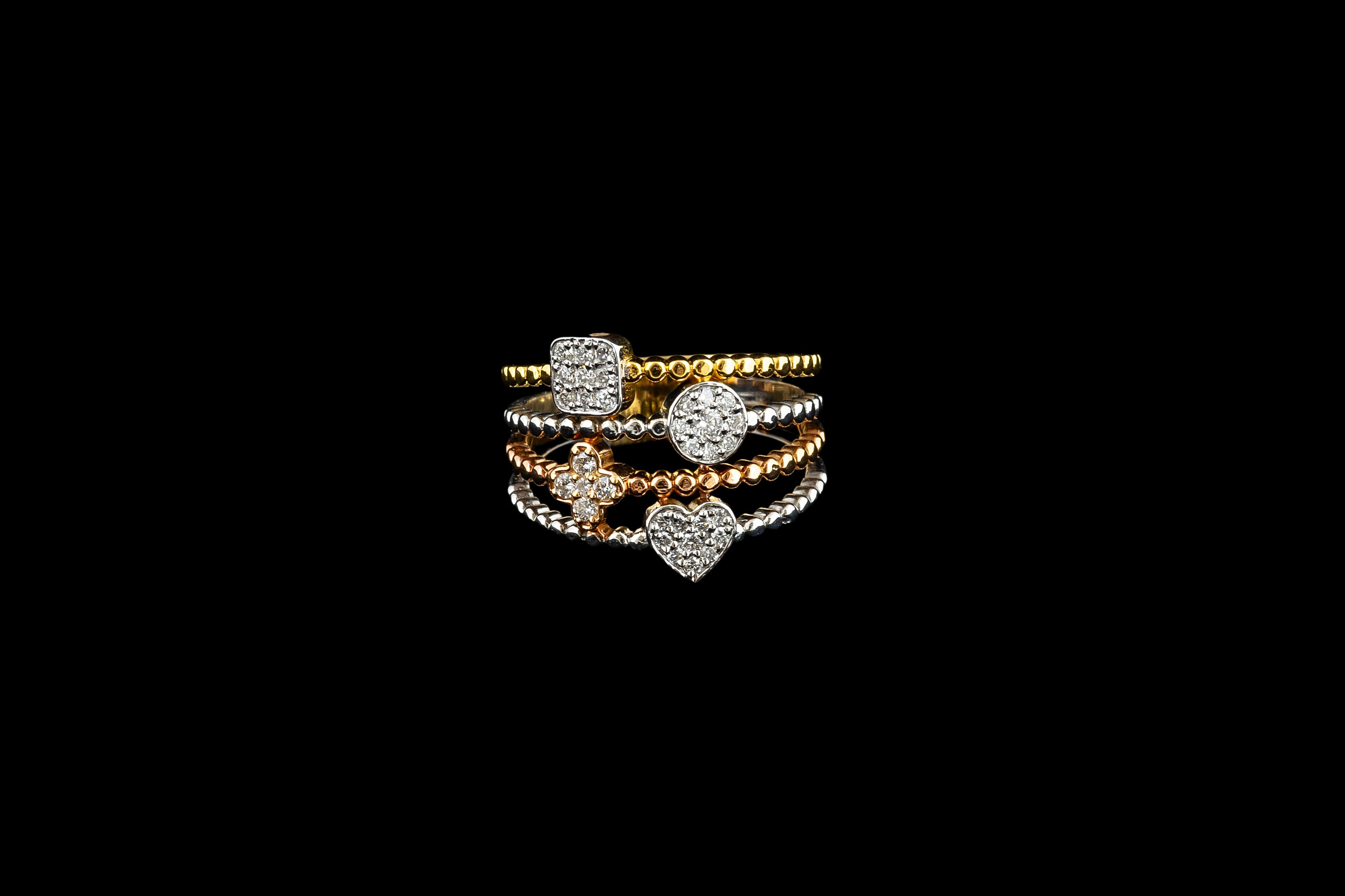Multi Layer Stack Diamond Ring