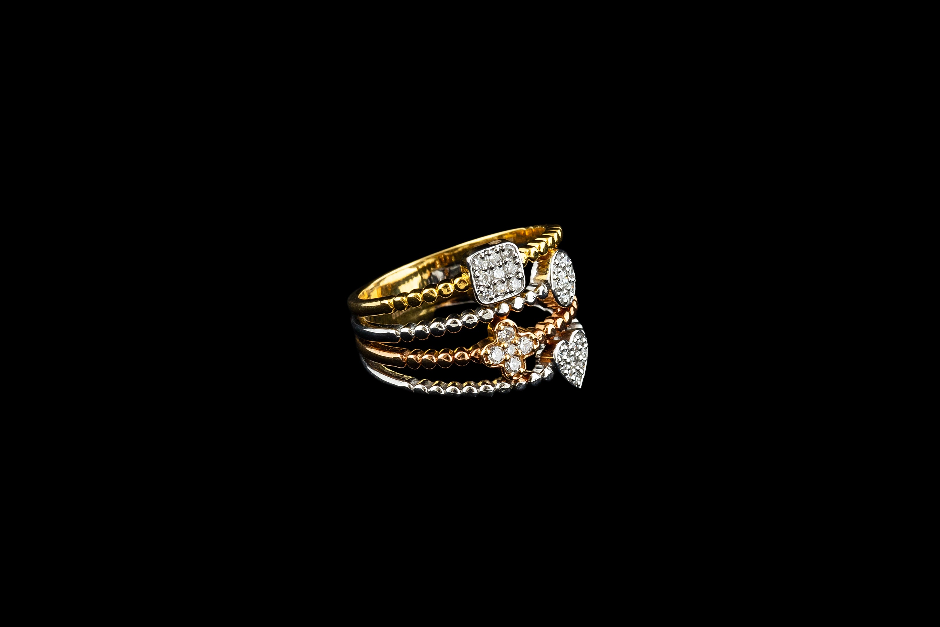 Multi Layer Stack Diamond Ring