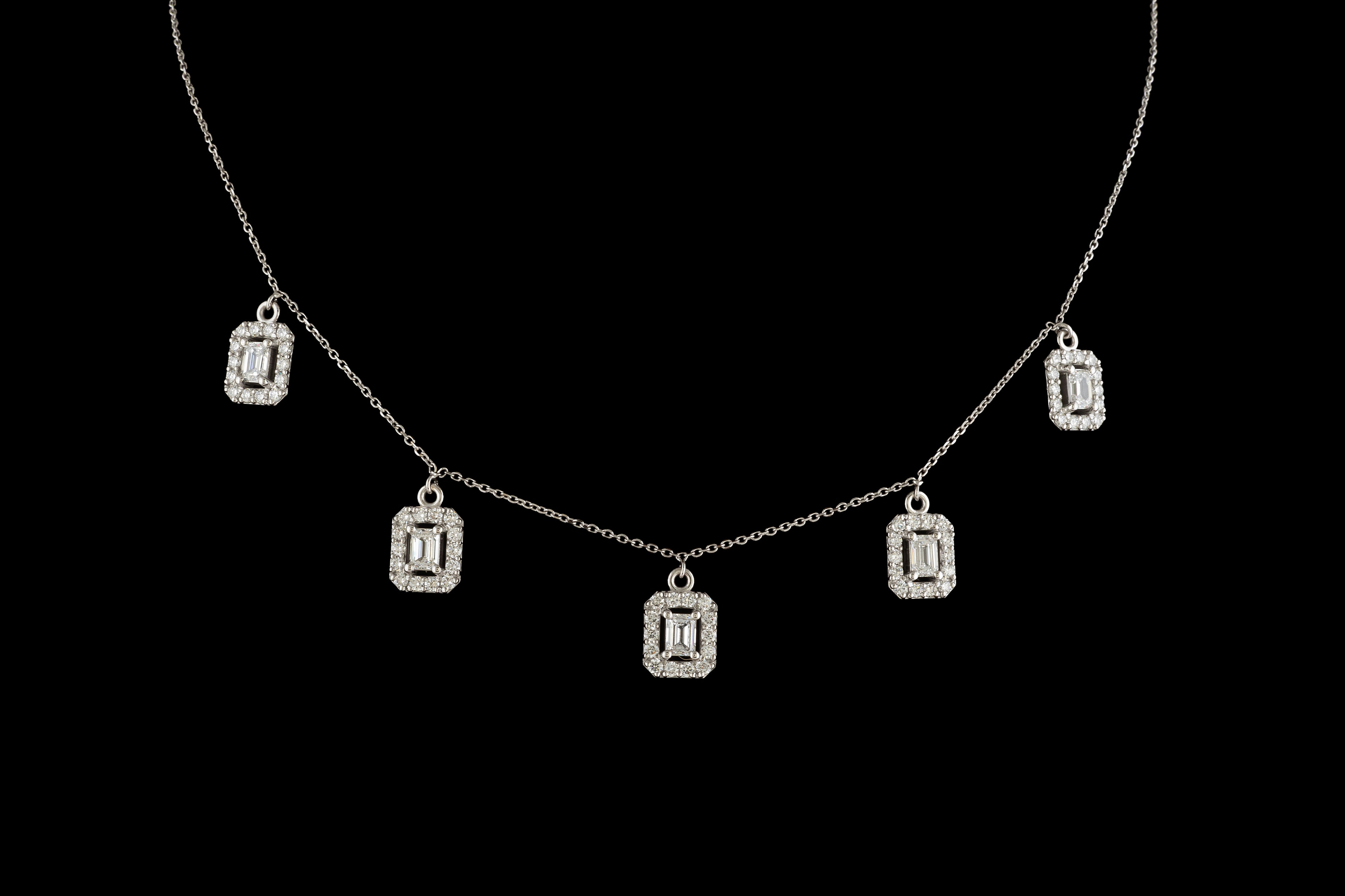 Halo Drop Diamond Station Necklace