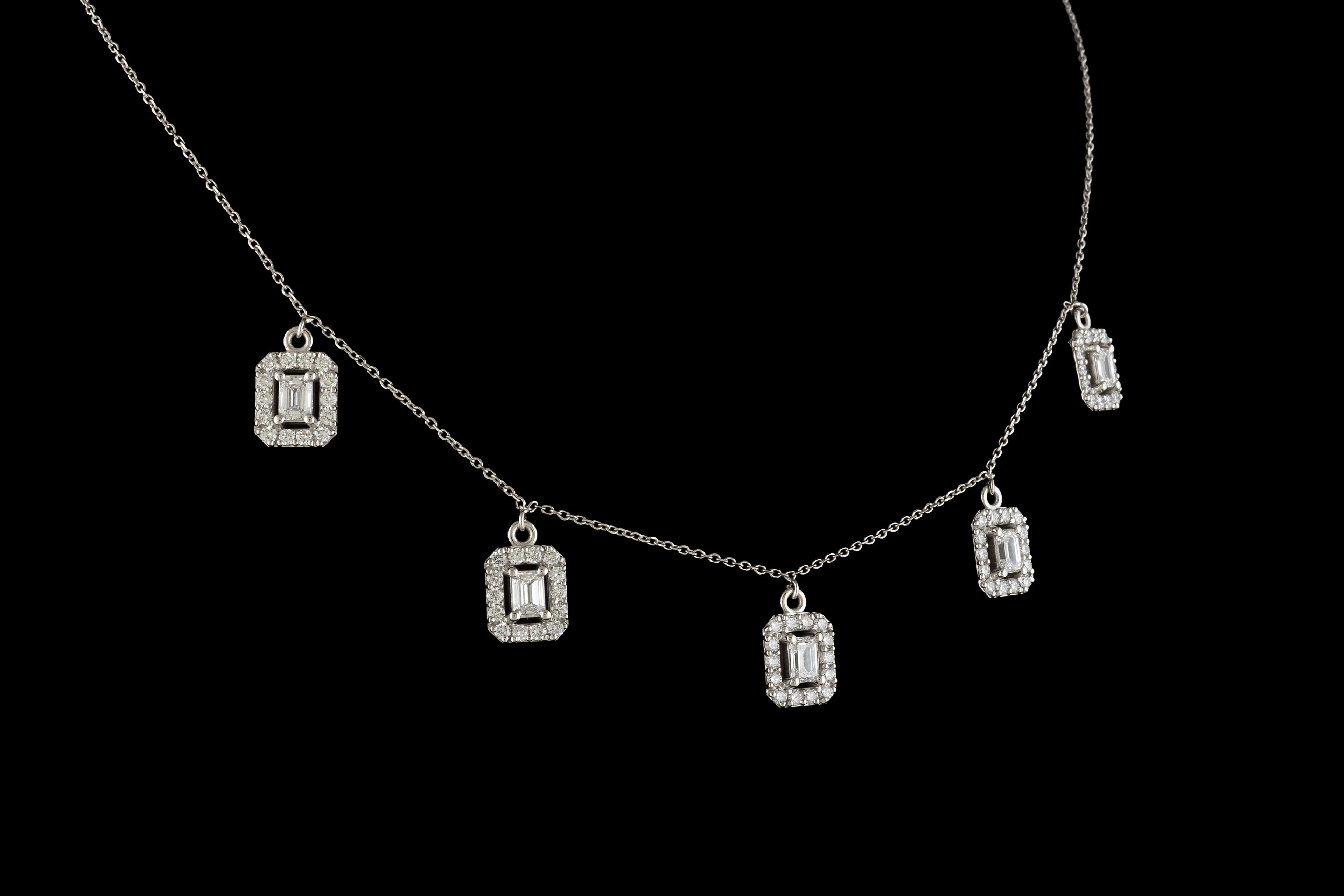 Halo Drop Diamond Station Necklace