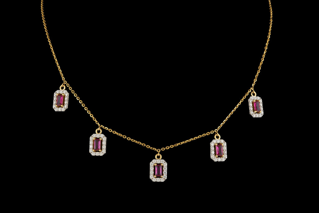 Ruby Drop Diamond Necklace