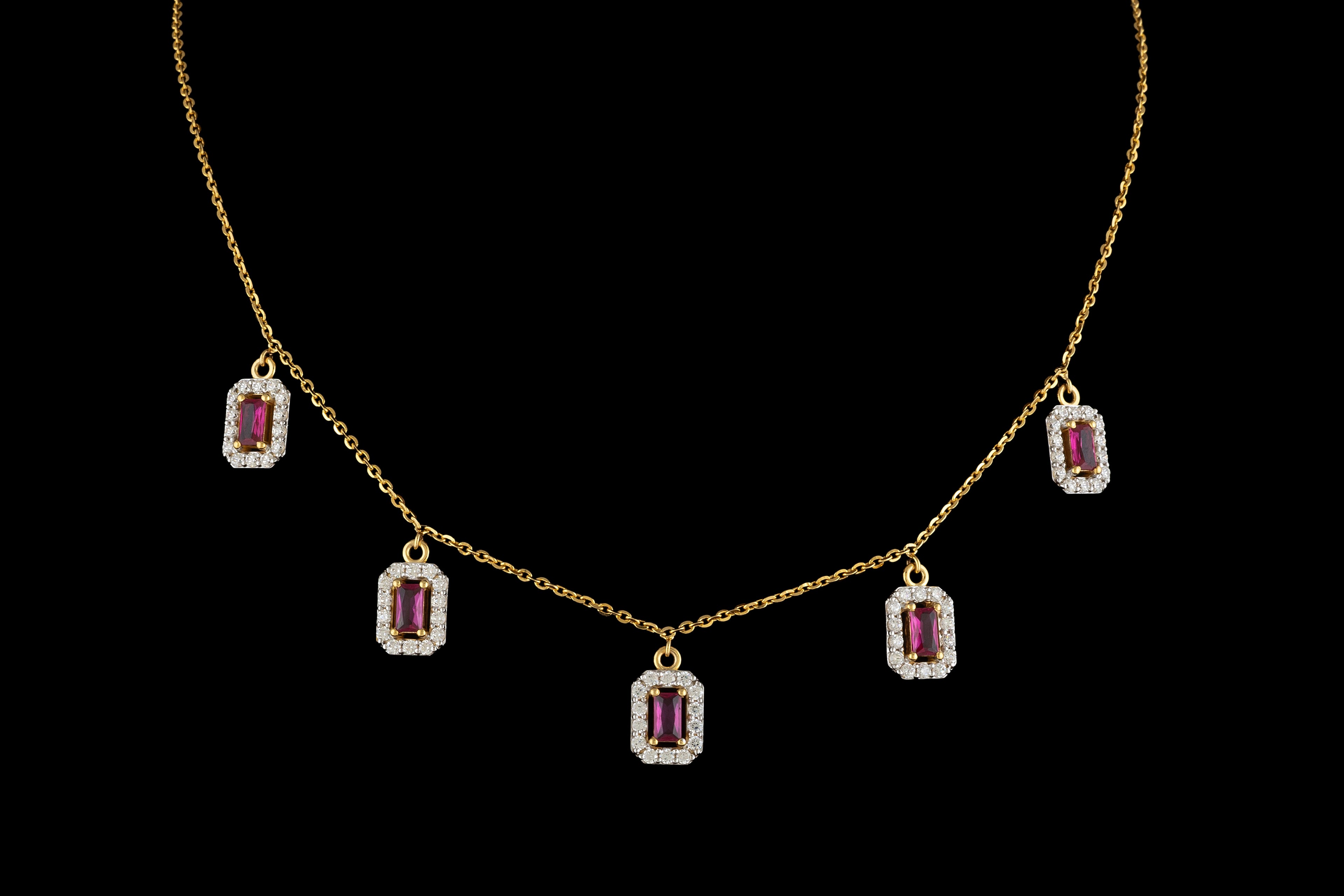 Ruby Drop Diamond Necklace