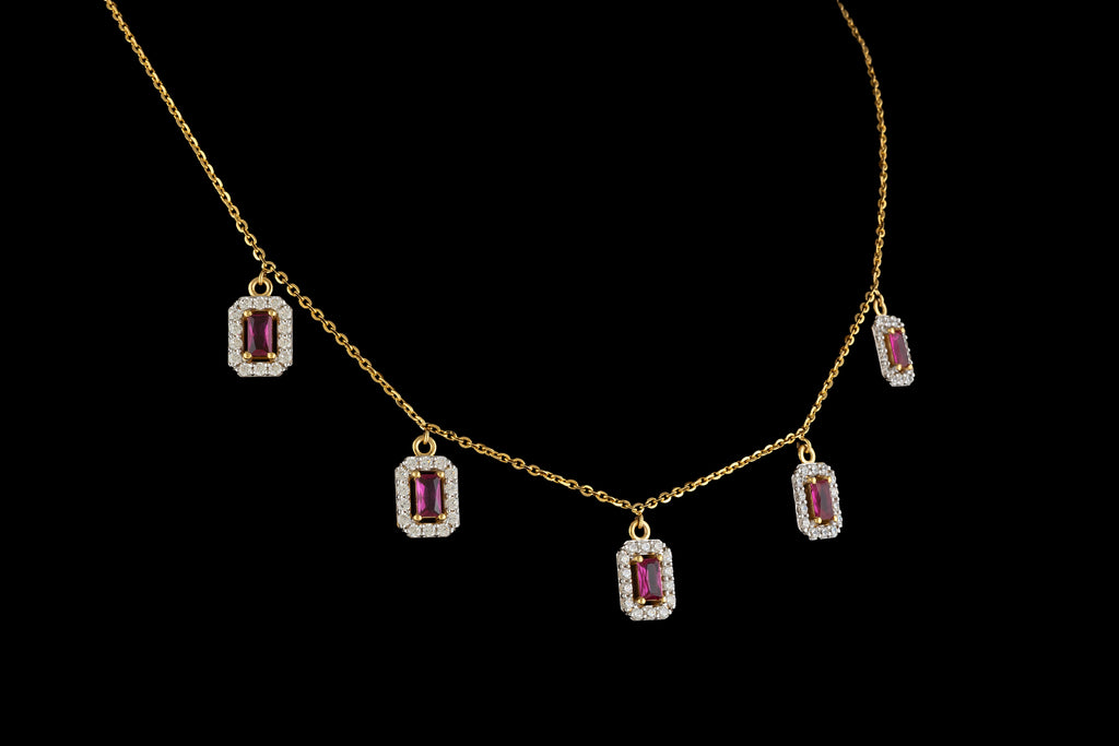 Ruby Drop Diamond Necklace