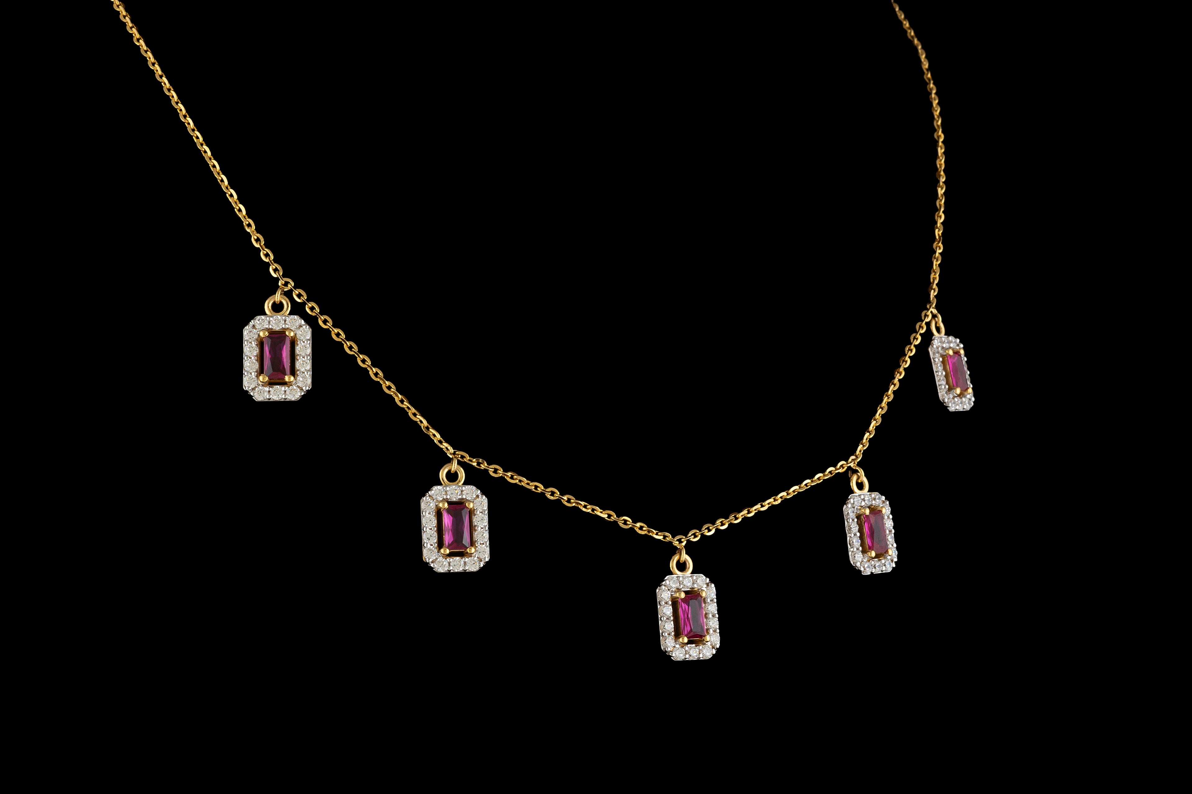 Ruby Drop Diamond Necklace