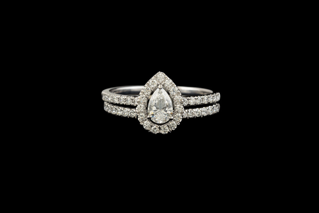 Pear Shaped Two Bands Diamond Ring