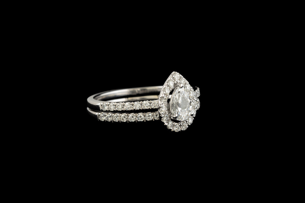 Pear Shaped Two Bands Diamond Ring