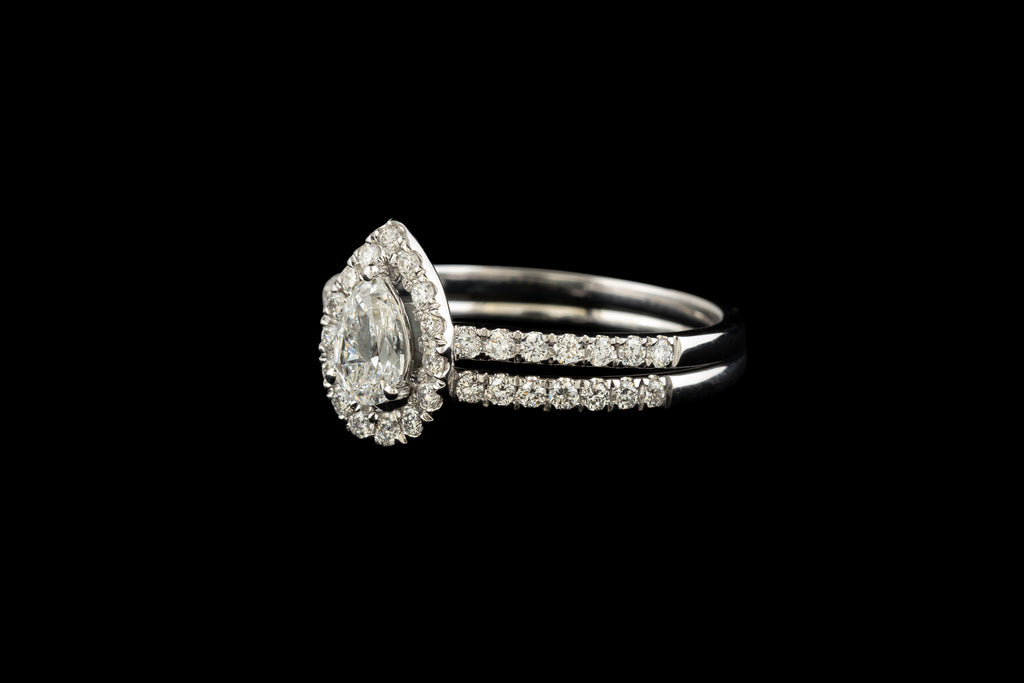 Pear Shaped Two Bands Diamond Ring