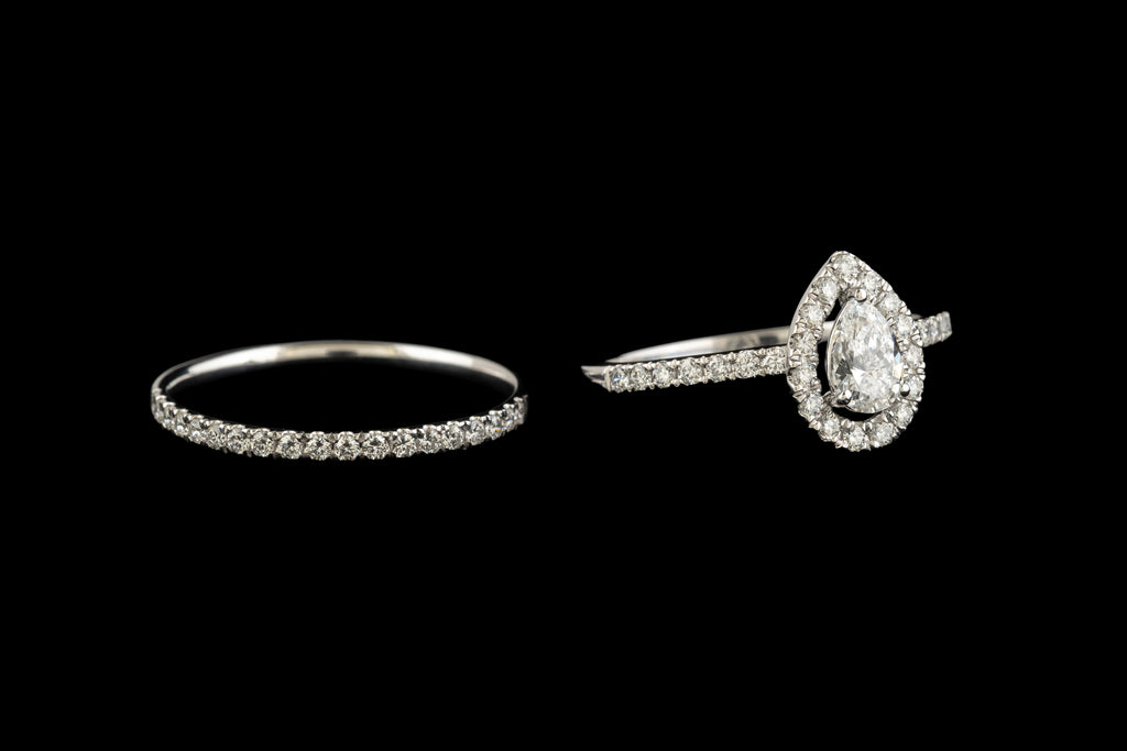 Pear Shaped Two Bands Diamond Ring