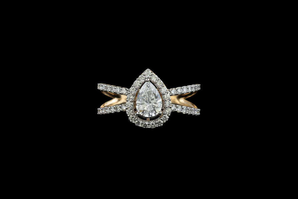 Pear Halo Split Ring