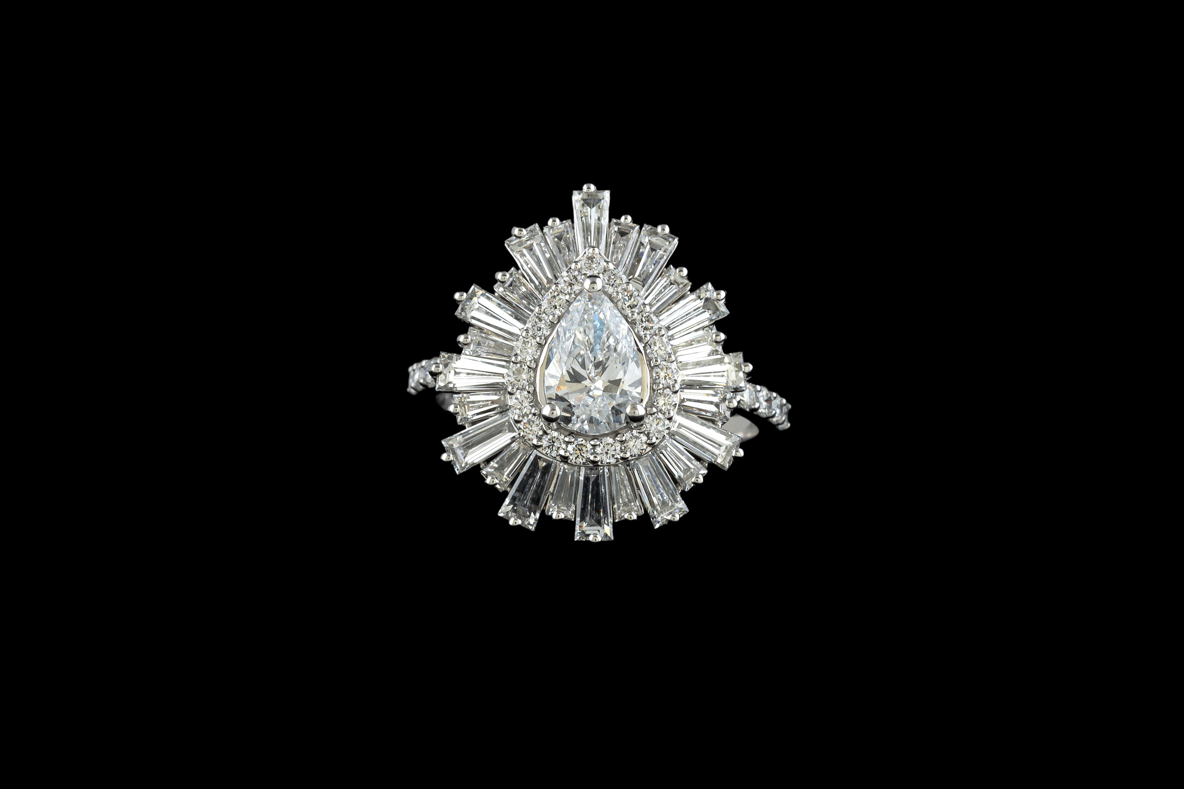 Radiant Pear Halo Ring