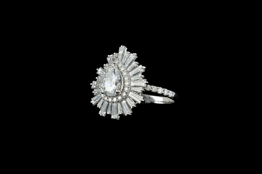 Radiant Pear Halo Ring