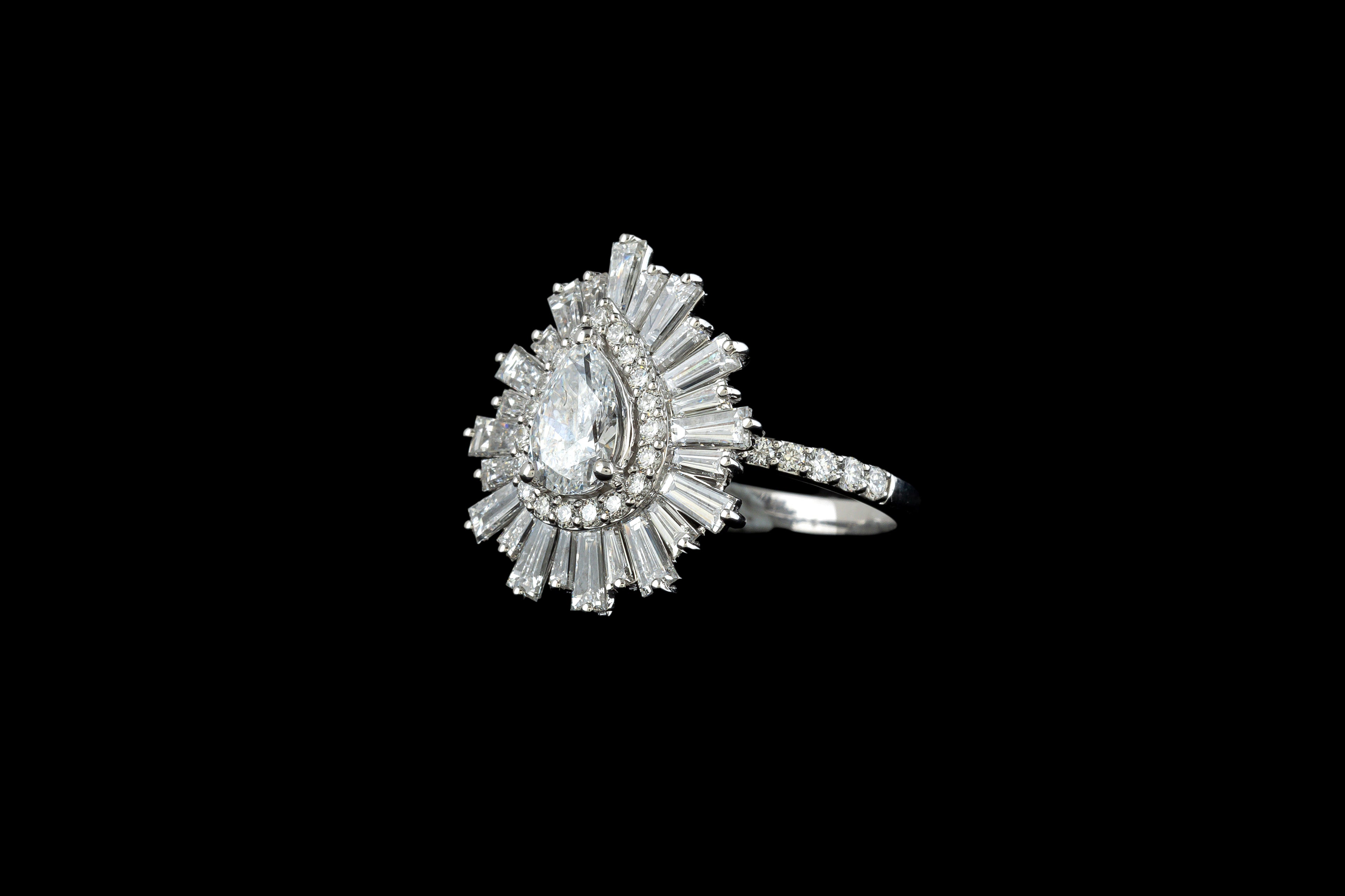 Radiant Pear Halo Ring