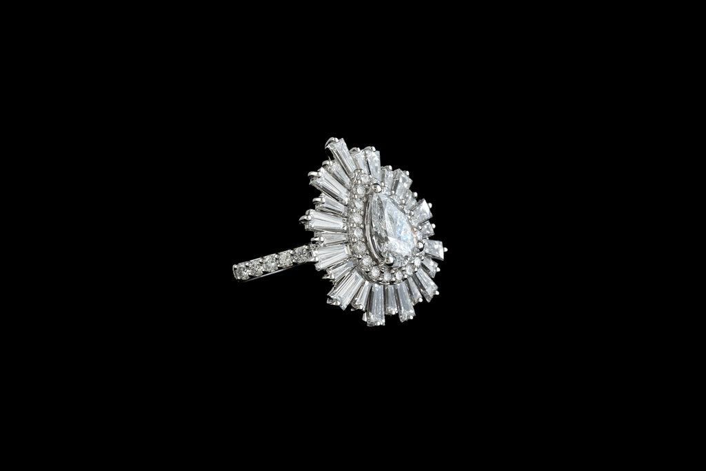 Radiant Pear Halo Ring