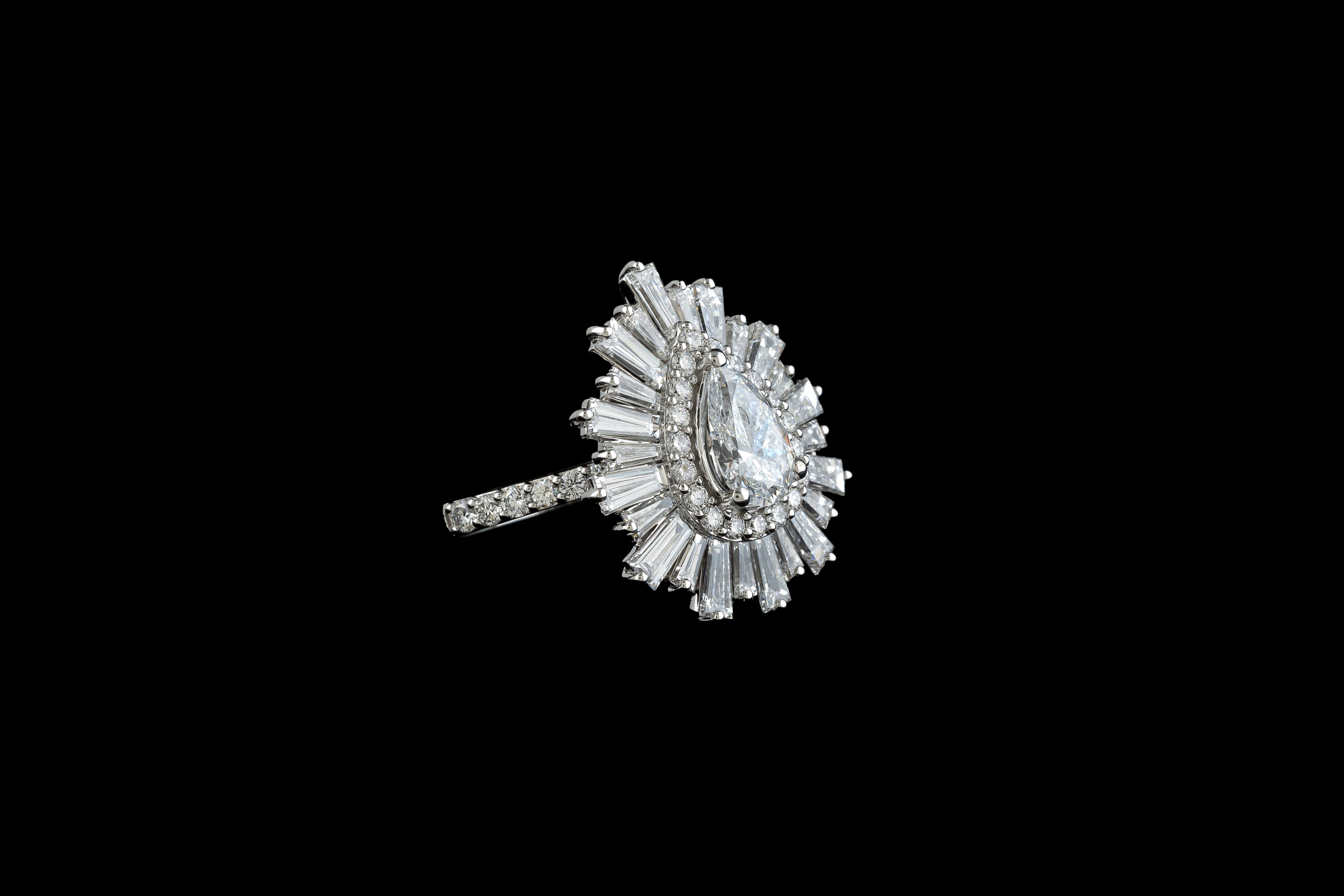 Radiant Pear Halo Ring
