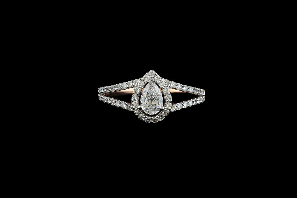 Pear Halo Split Ring