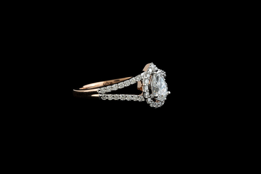 Pear Halo Split Ring