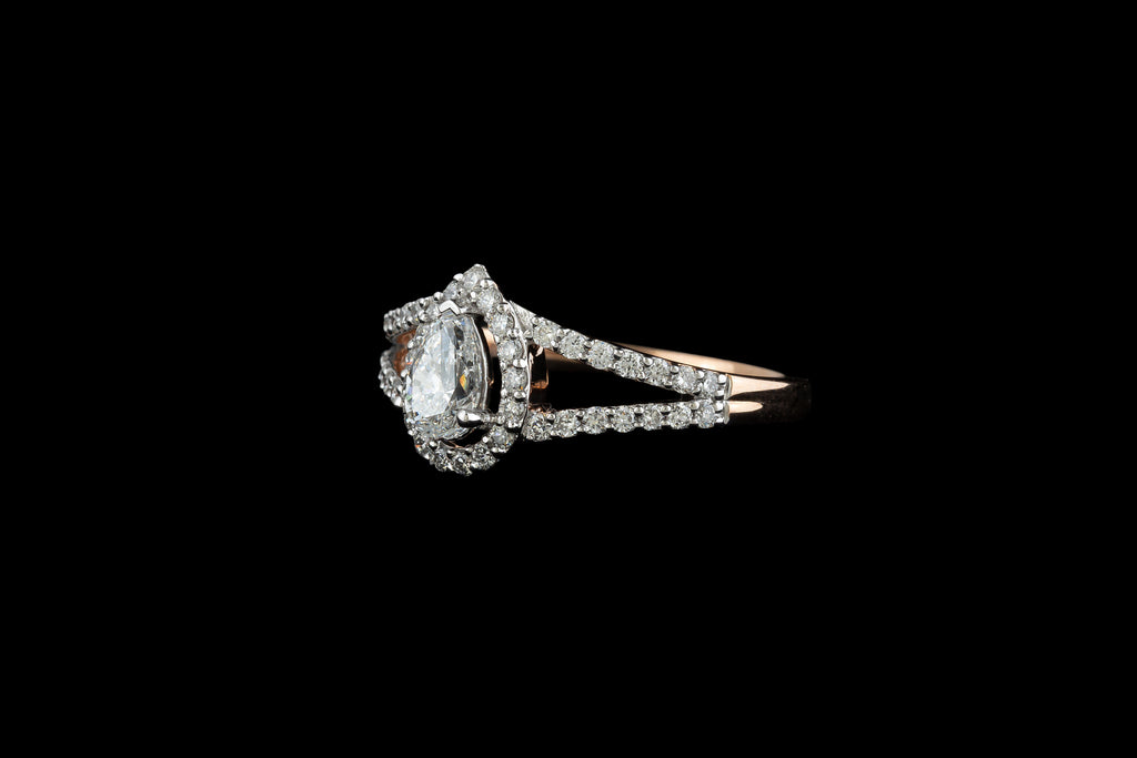 Pear Halo Split Ring